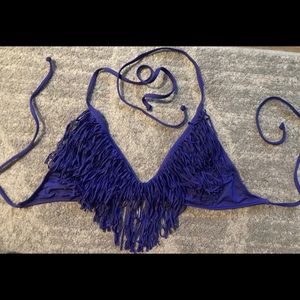 LSpace Fringe Bikini Top for D Cup Blue/Purple